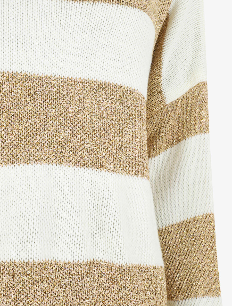Pull oversize rayé et irisé - Blanc - 3