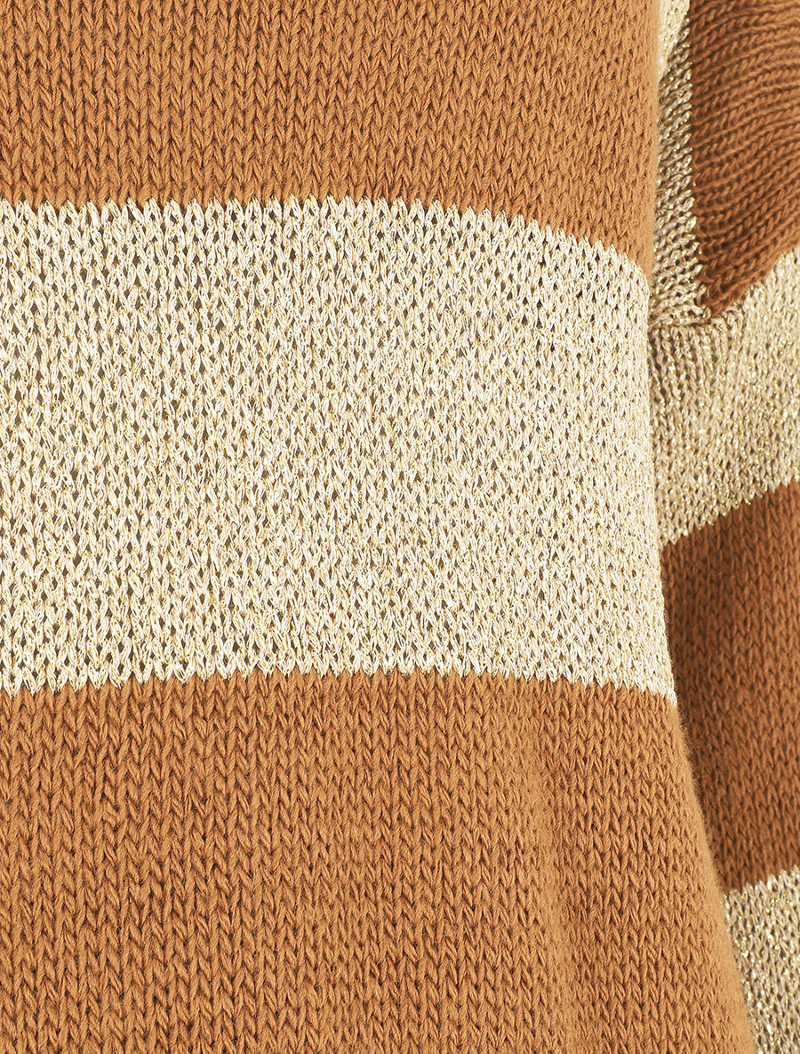 Pull oversize rayé et irisé - Camel - 3