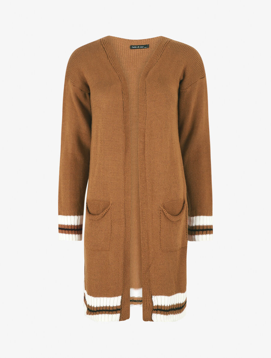 Gilet long coupe droite - Camel - 1