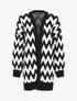 Gilet oversize mi-long motif zigzag - Noir/blanc - 1