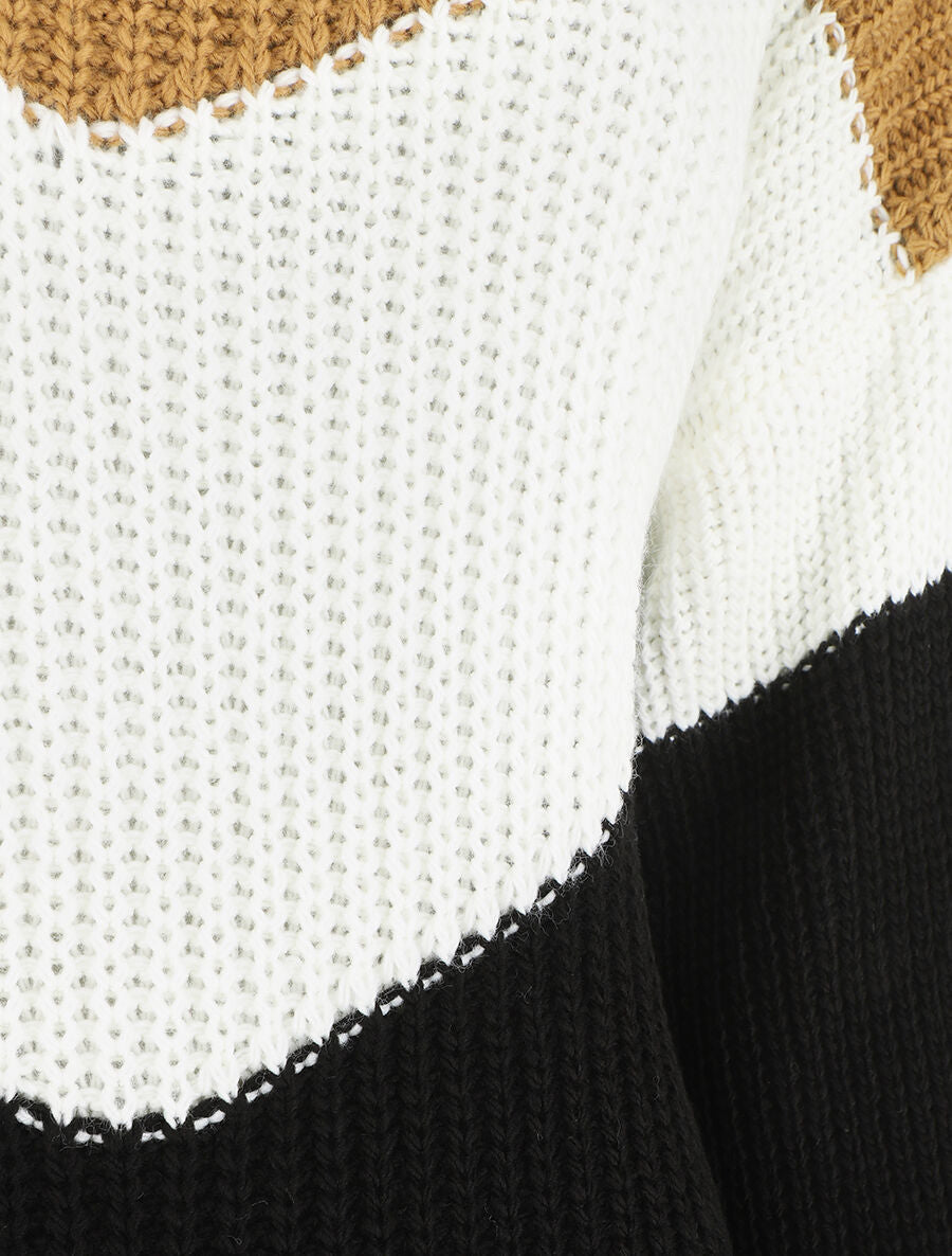 Robe pull ample morif V - Camel - 3