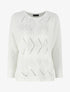 Pull ample uni maille fantaisie - Blanc - 1