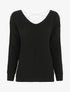 Pull droit col V dos en crochet - Noir - 1