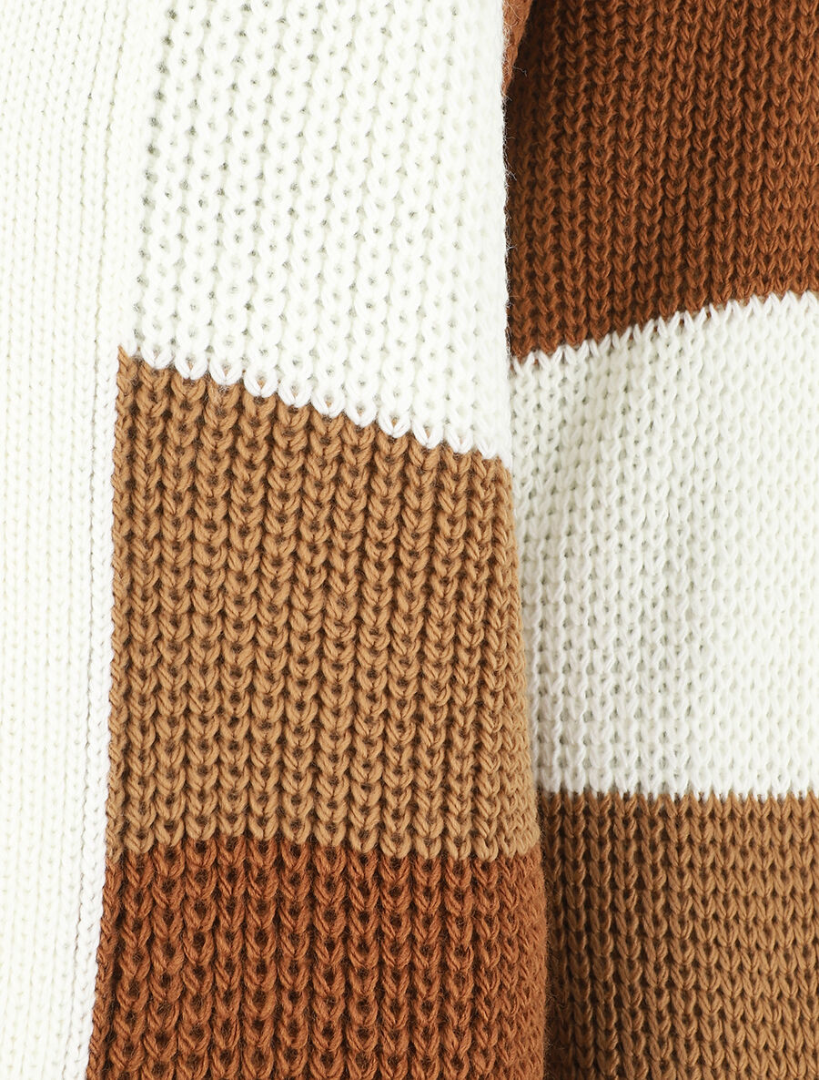 Gilet long rayé - Camel - 3