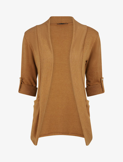 Gilet uni coupe droite - Camel - 1