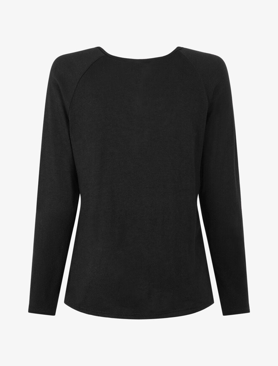 Pull fin uni à col zippé - Noir - 2