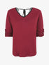 Pull droit dos en V et dentelle - Bordeaux - 1