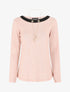 Pull fin uni et sautoir - Rose - 4