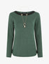 Pull fin uni et sautoir - Vert sapin - 4