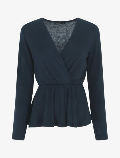 Pull uni col cache-coeur - Marine - 4