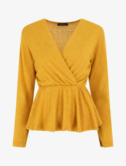 Pull uni col cache-coeur - Jaune - 1