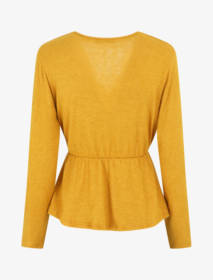 Pull uni col cache-coeur - Jaune - 2