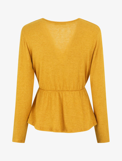 Pull uni col cache-coeur - Jaune - 2