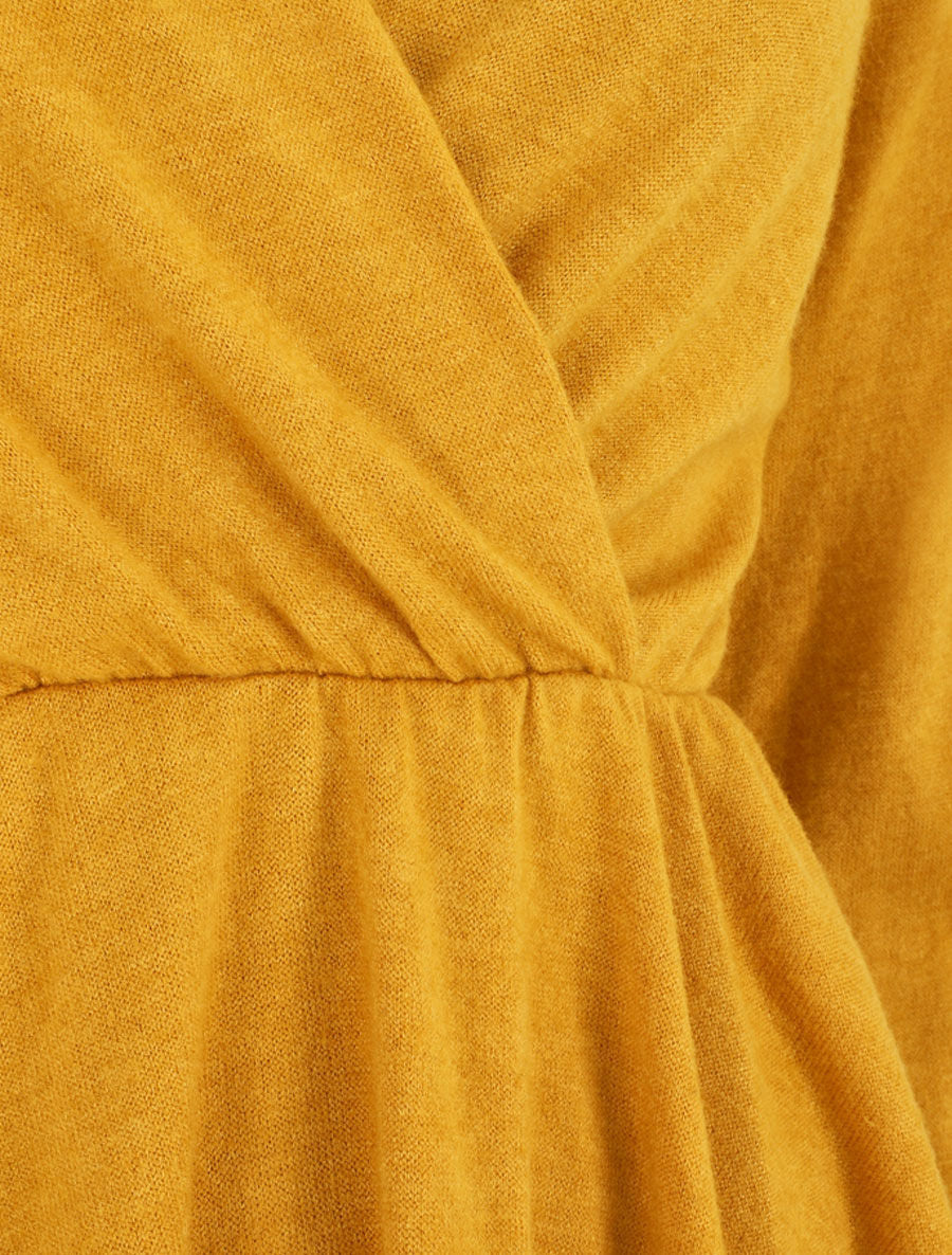 Pull uni col cache-coeur - Jaune - 3