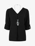 Blouse uni à dos ajouré - Noir - 1