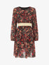 Robe imprimé fleuri à bande dorée - Noir - 1