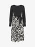 Robe mi-longue évasée imprimé zèbre - Noir - 4