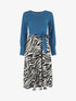Robe mi-longue évasée imprimé zèbre - Bleu - 1