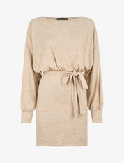 Robe courte unie manches longues - Camel - 1