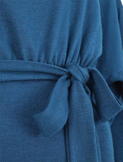 Robe courte unie manches longues - Bleu - 3
