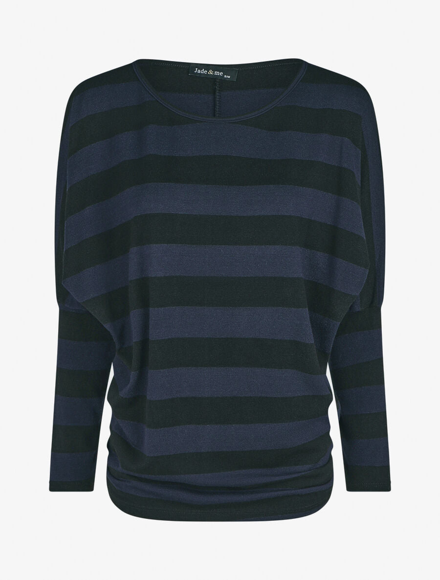 Pull ample motif rayé - Marine - 1