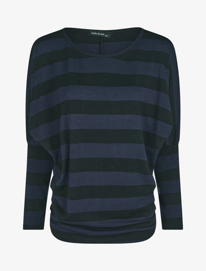 Pull ample motif rayé - Marine - 1