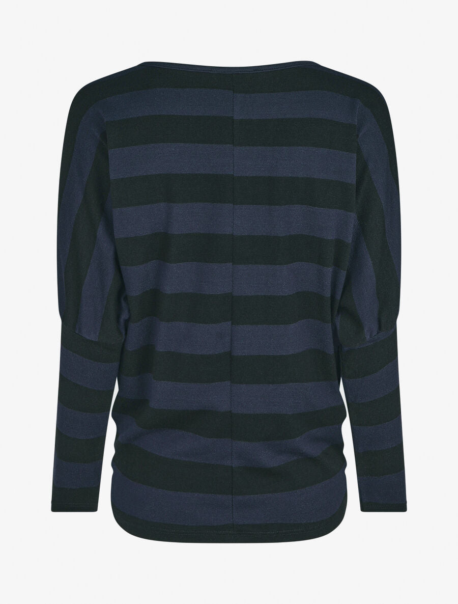 Pull ample motif rayé - Marine - 2