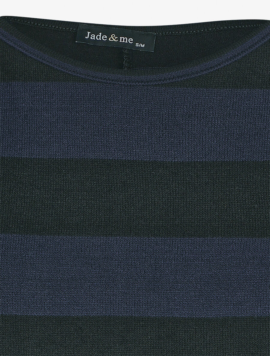 Pull ample motif rayé - Marine - 3