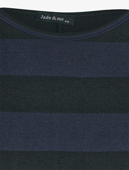 Pull ample motif rayé - Marine - 3