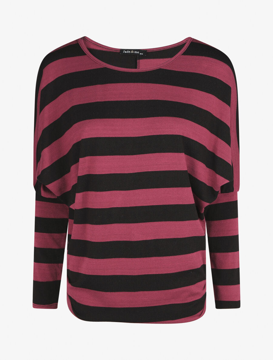 Pull ample motif rayé - Bordeaux - 4