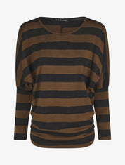 Pull ample motif rayé - Marron - 4