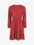 Robe évasée motif feuilles pailletées - Rouge - 1