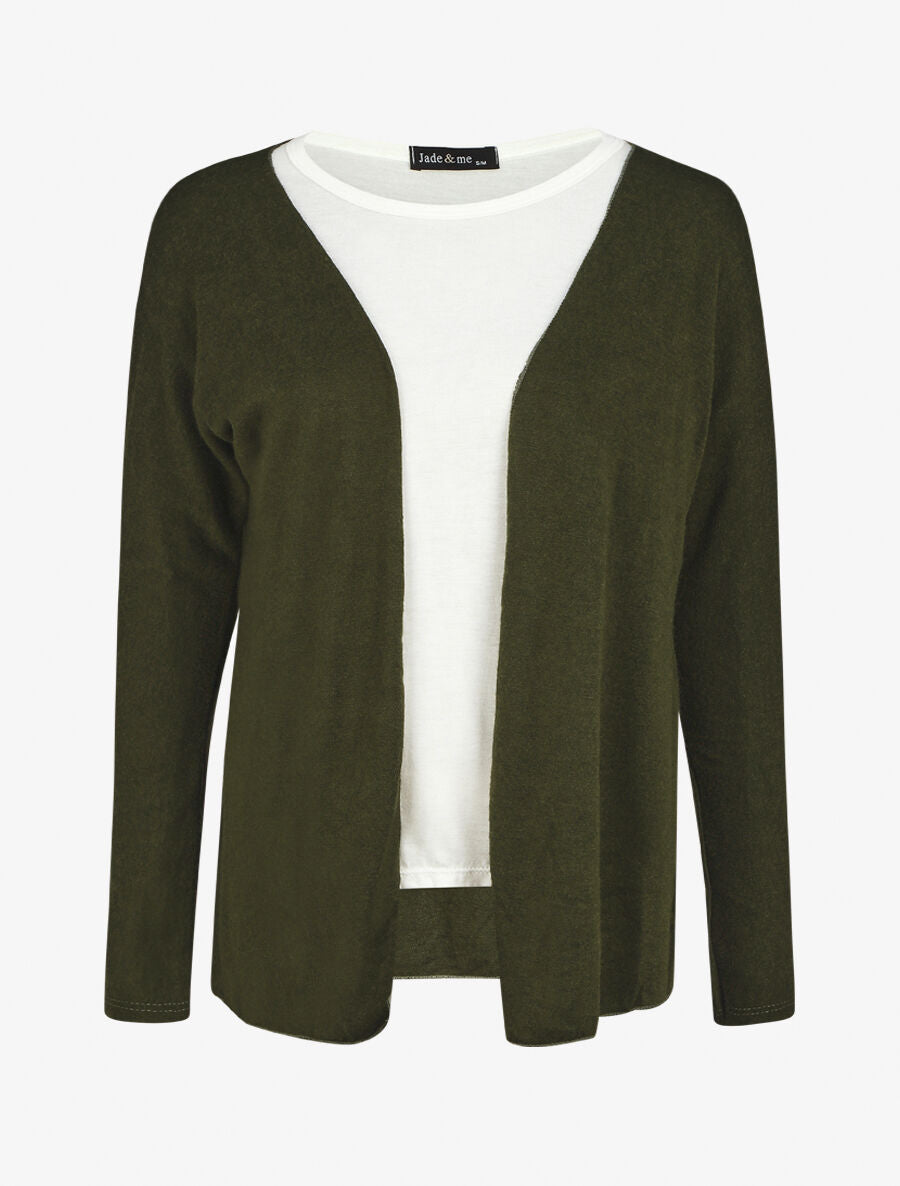 Ensemble gilet et t-shirt bicolore - Kaki - 6