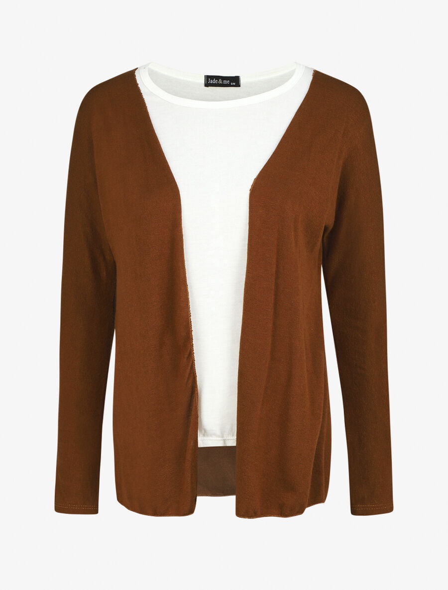 Ensemble gilet et t-shirt bicolore - Camel - 1