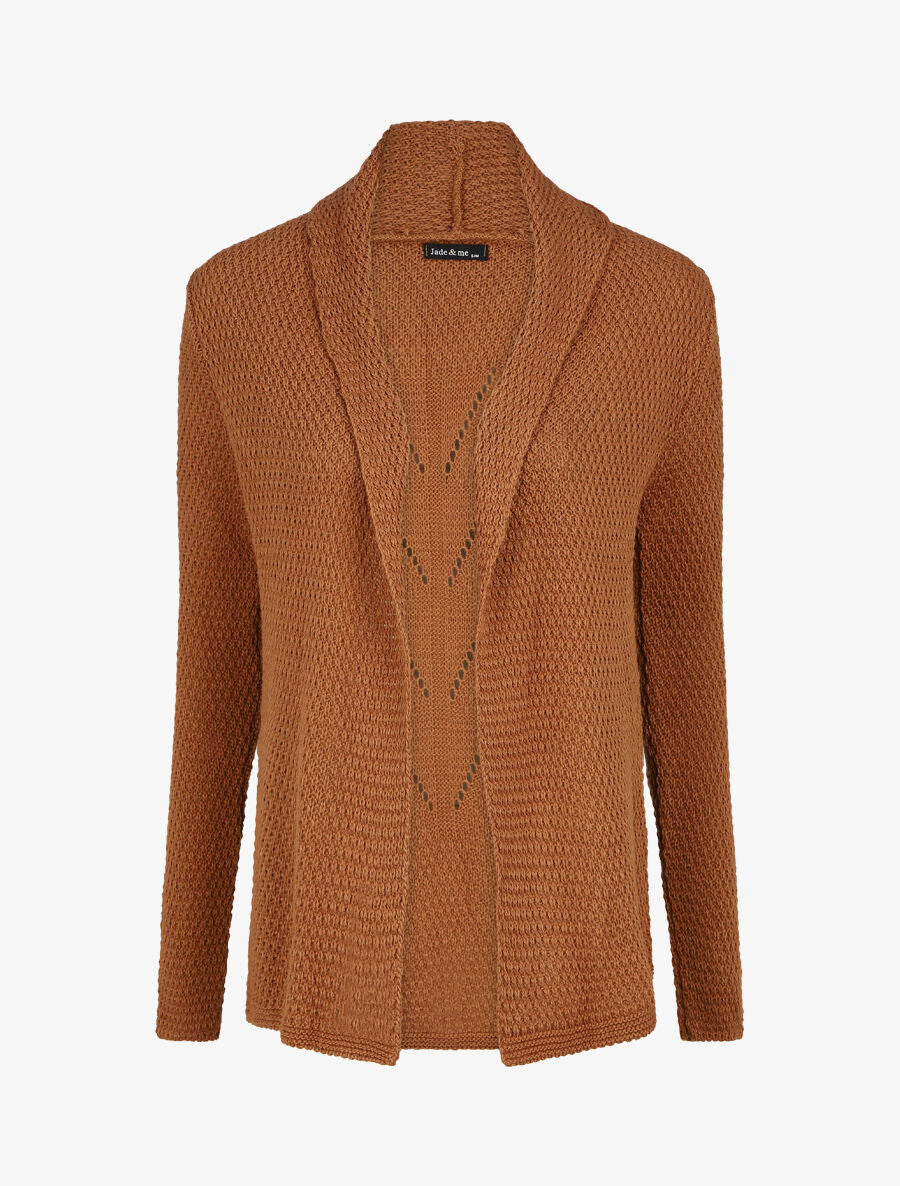 Gilet mi-long uni - Camel - 1