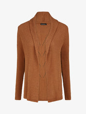 Gilet mi-long uni - Camel - 1