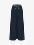 Pantalon ample taille haute uni - Marine - 1