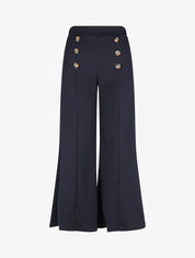 Pantalon à pont ample taille haute - Marine - 4