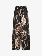 Pantalon ample taille haute imprimé floral - Noir - 6
