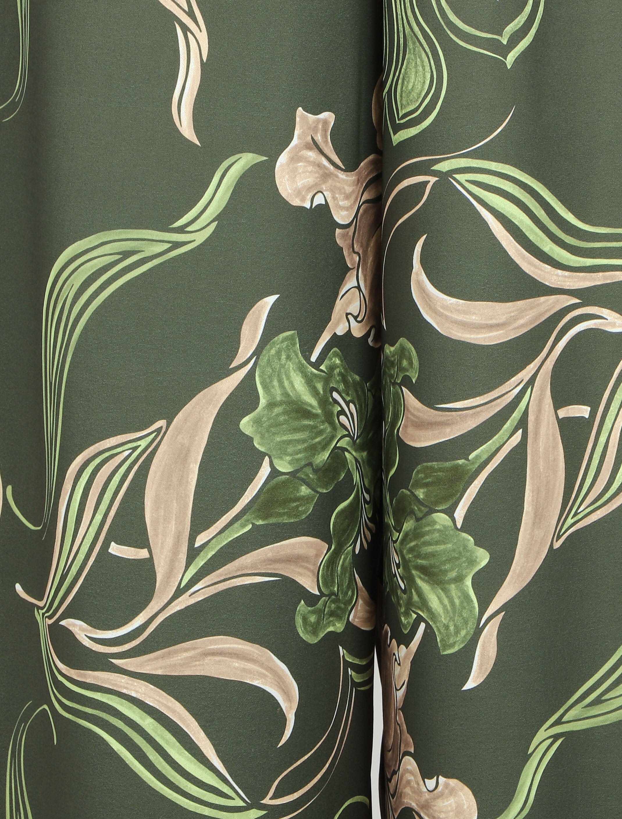 Pantalon ample taille haute imprimé floral - Kaki - 3