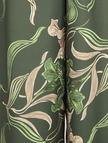 Pantalon ample taille haute imprimé floral - Kaki - 3