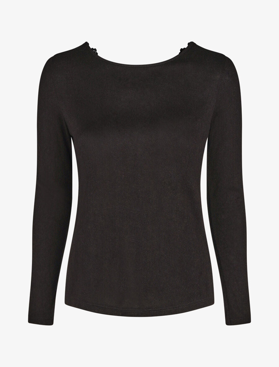 Pull fin droit dos en crochet - Noir - 4