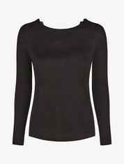 Pull fin droit dos en crochet - Noir - 4