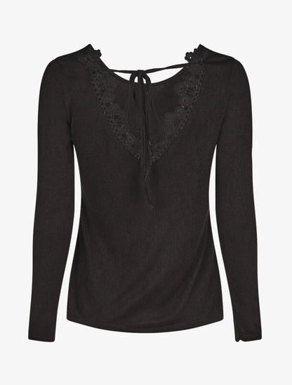 Pull fin droit dos en crochet - Noir - 2
