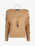 Pull ample manches à boutons décoratifs - Camel - 1