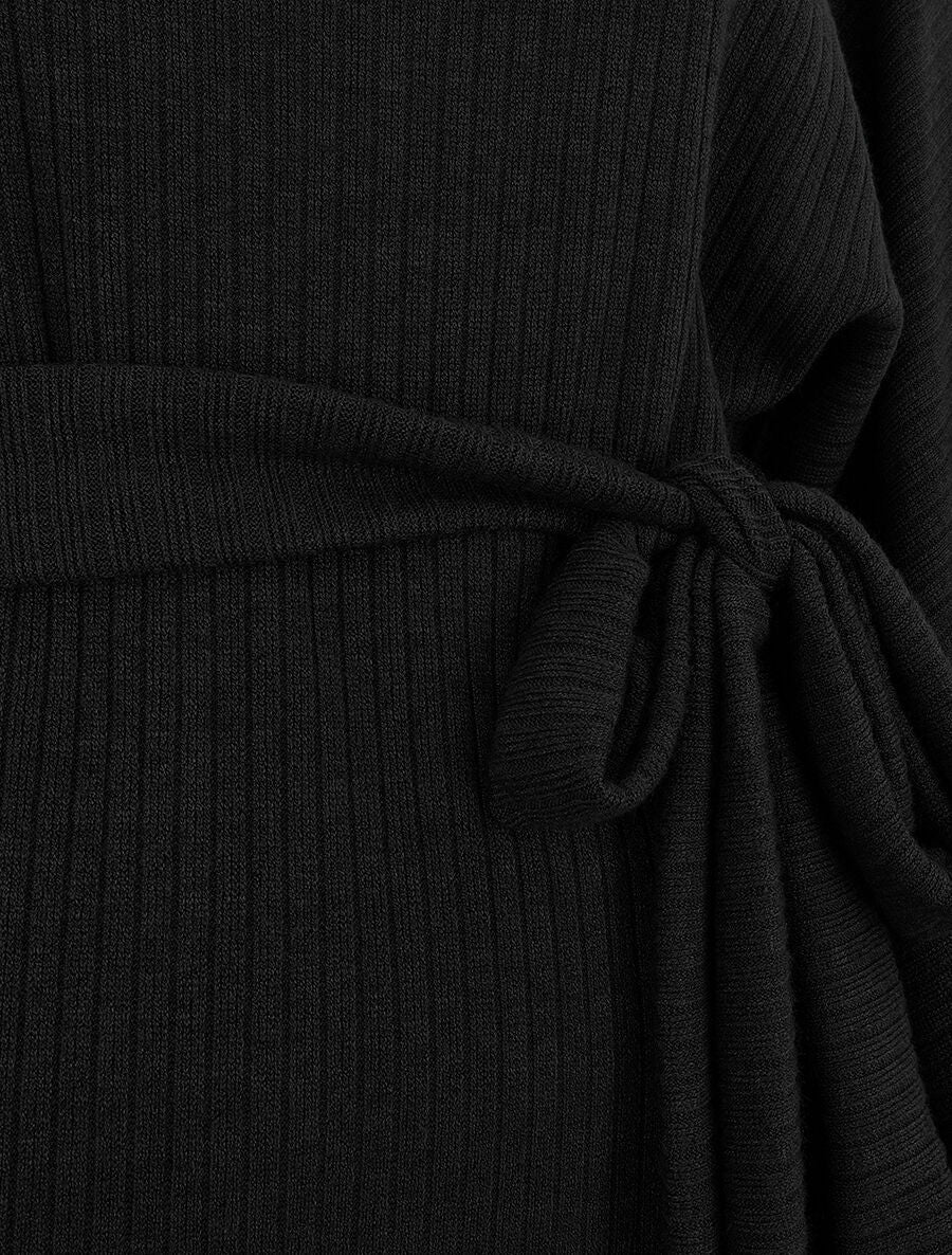 Robe pull ajustée dos en V dentelle - Noir - 3