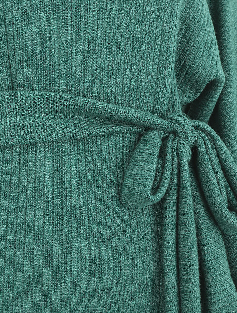 Robe pull ajustée dos en V dentelle - Vert - 3