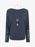 Top ample manches longues en dentelle - Marine - 6