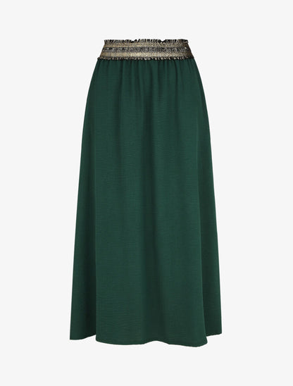 Jupe longue évasée taille haute irisée - Vert foncé - 4