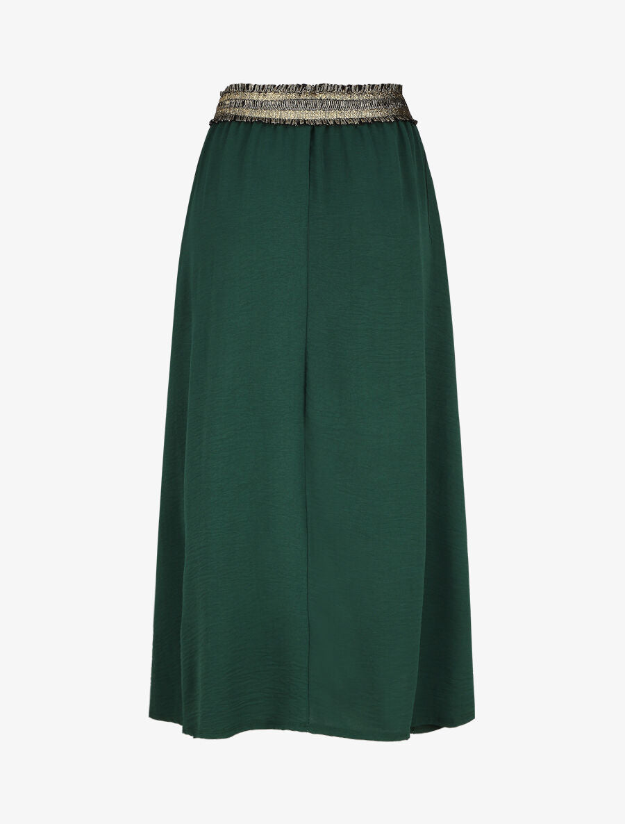 Jupe longue évasée taille haute irisée - Vert foncé - 2